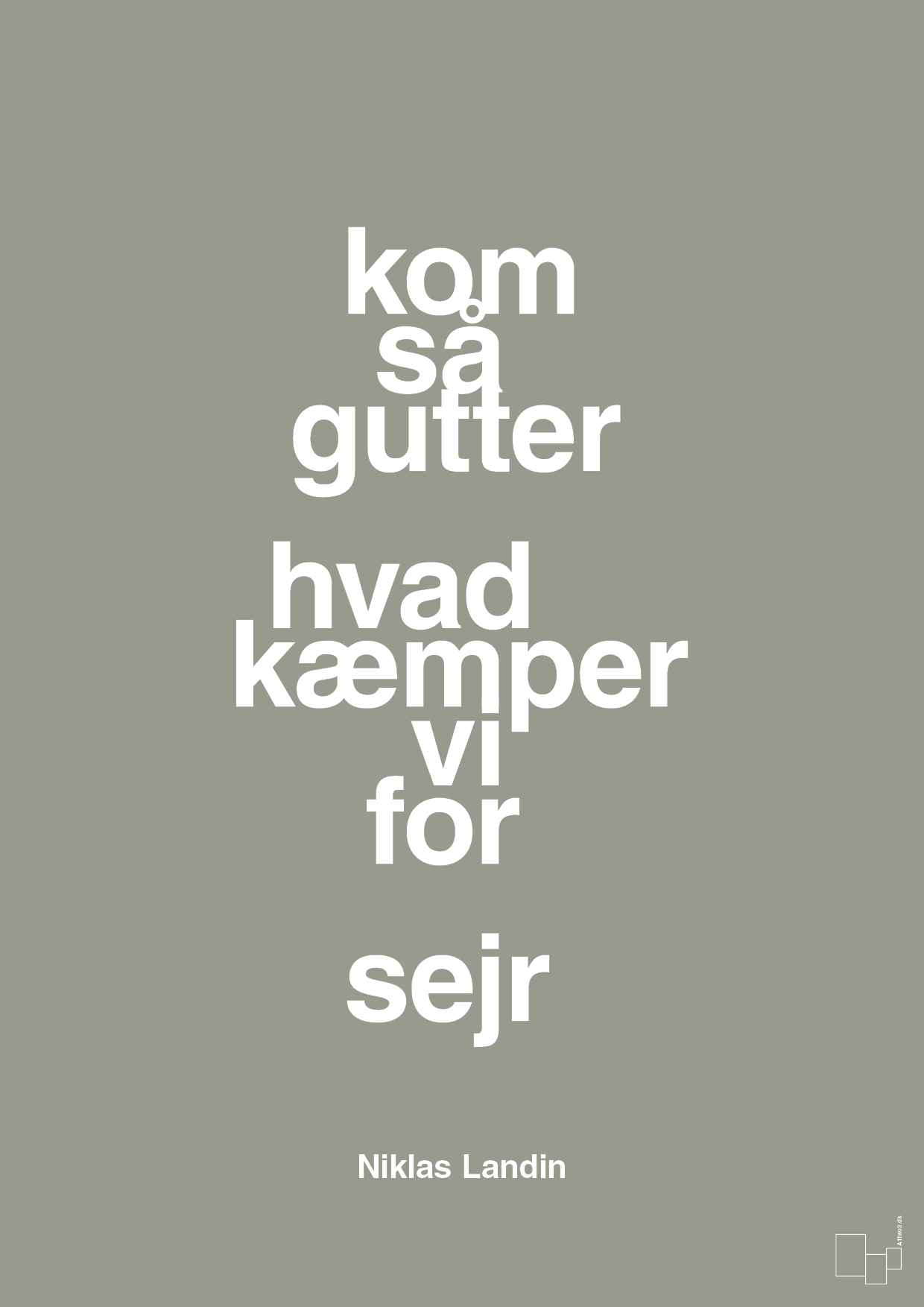 plakat: kom så gutter hvad kæmper vi for sejr - battleship gray-Håndbold-A1two3