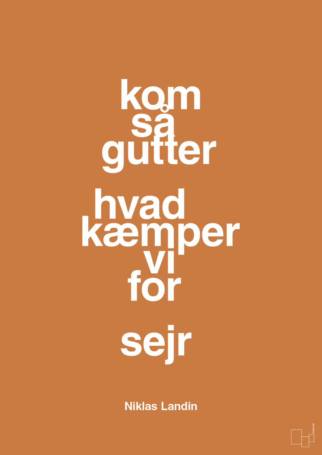 plakat: kom så gutter hvad kæmper vi for sejr - rumba orange-Håndbold-A1two3