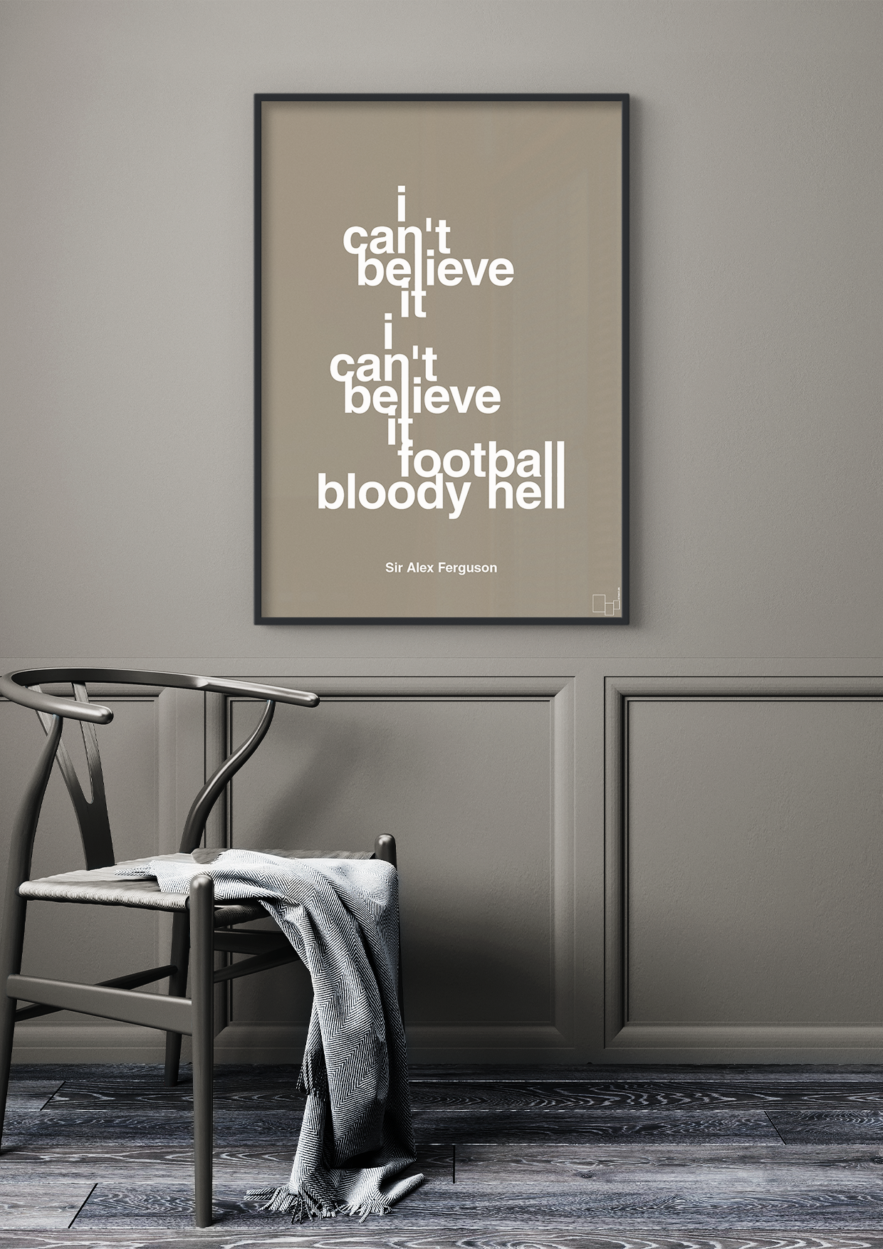 plakat: i can't believe it i can't believe it football bloody hell - graphic charcoal-Fodbold-A1two3