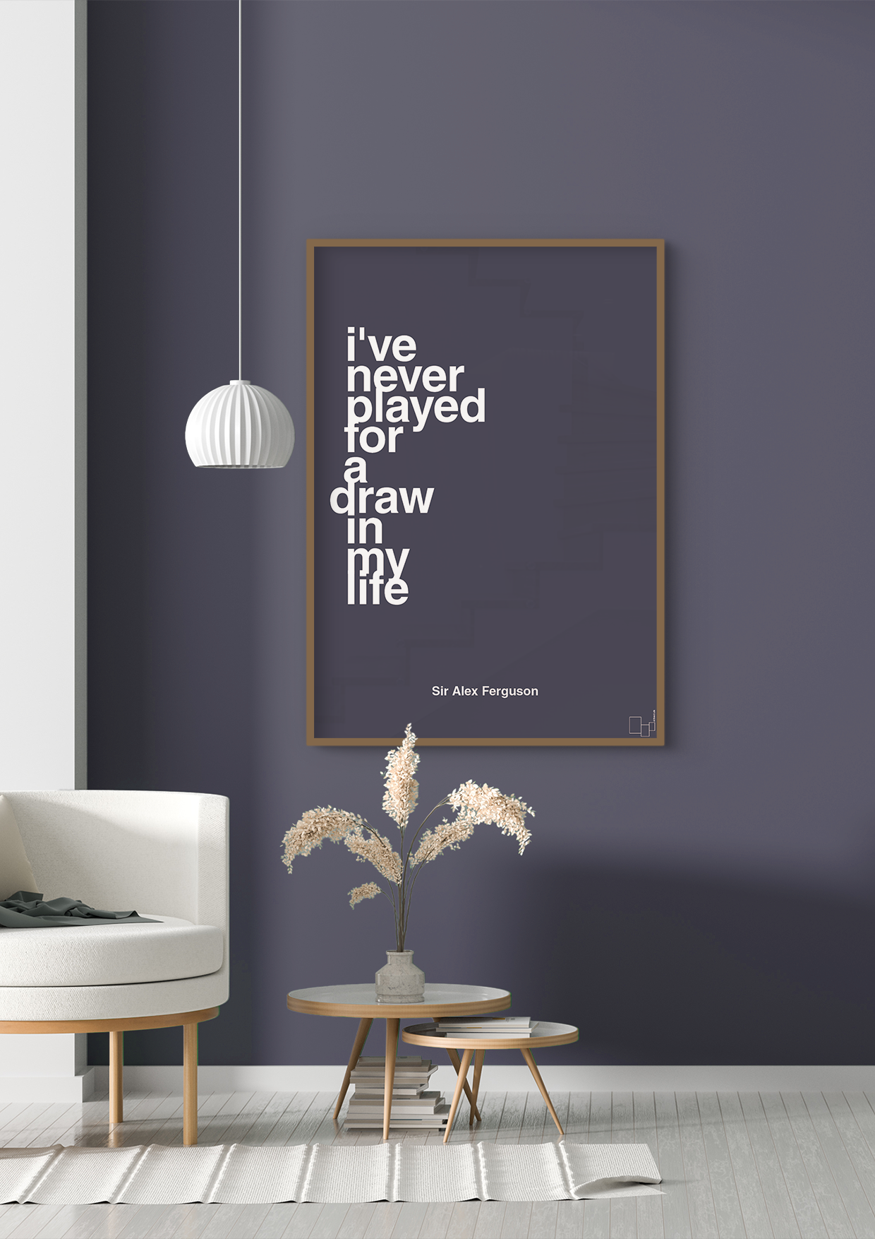 plakat: i've never played for a draw in my life - graphic charcoal-Fodbold-A1two3