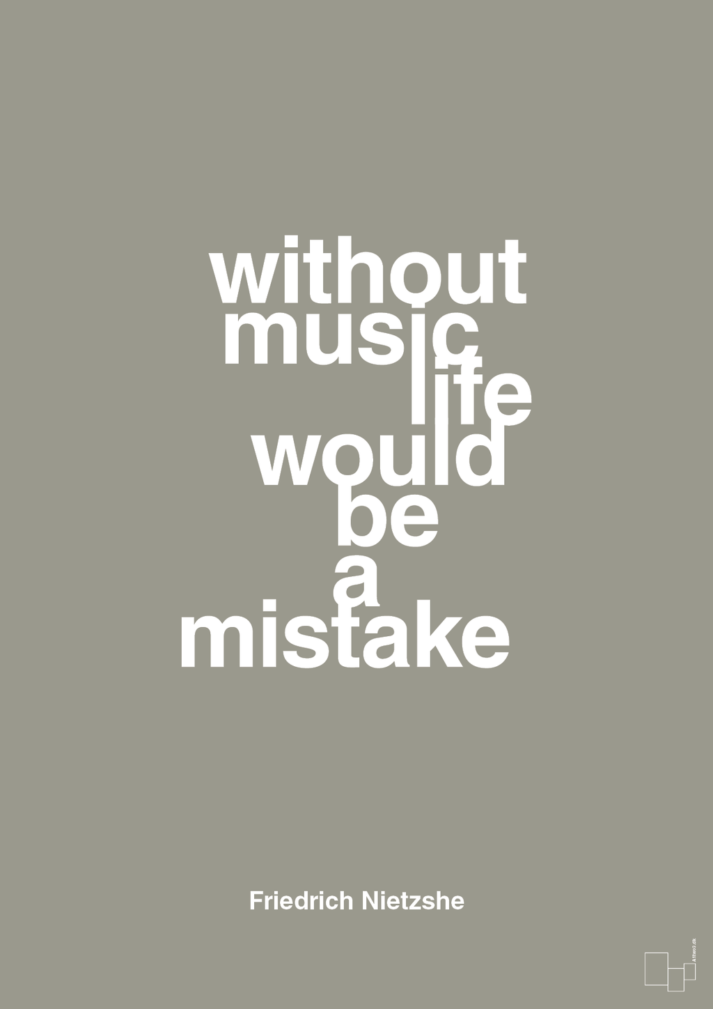 plakat: without music life would be a mistake - battleship gray-Filosof-A1two3