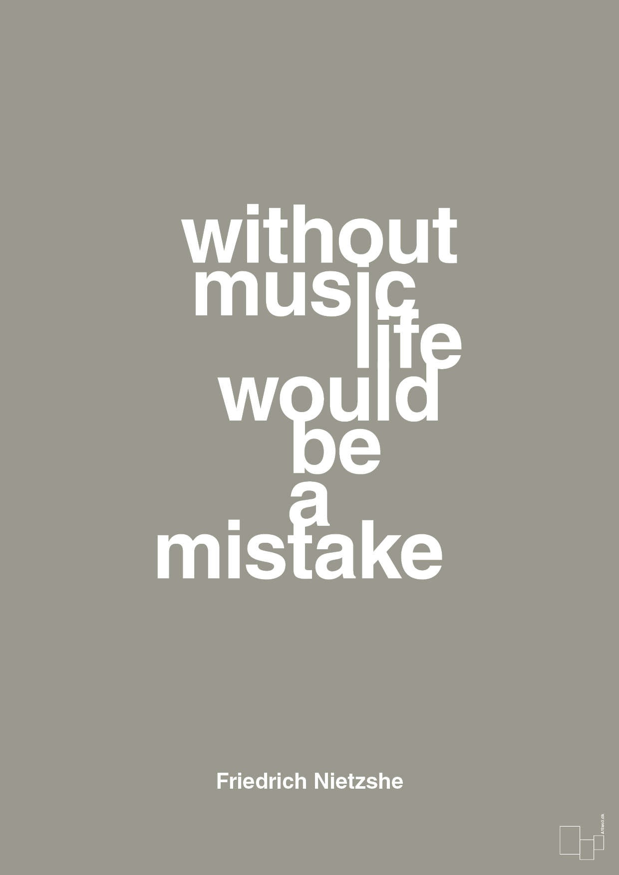 plakat: without music life would be a mistake - battleship gray-Filosof-A1two3