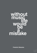 plakat: without music life would be a mistake - graphic charcoal-Filosof-A1two3