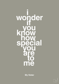 plakat: my sister - i wonder if you know how special you are to me - battleship gray-Familie-A1two3