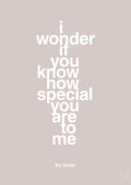 plakat: my sister - i wonder if you know how special you are to me - broken beige-Familie-A1two3
