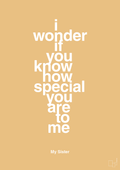 plakat: my sister - i wonder if you know how special you are to me - charismatic-Familie-A1two3