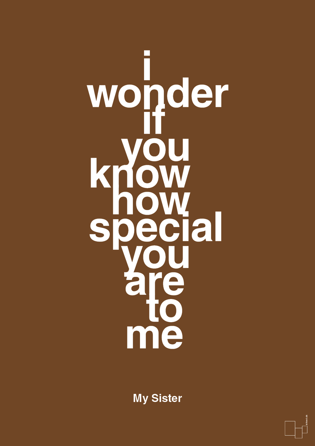 plakat: my sister - i wonder if you know how special you are to me - dark brown-Familie-A1two3