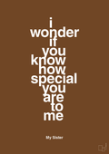plakat: my sister - i wonder if you know how special you are to me - dark brown-Familie-A1two3