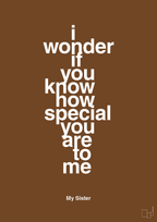 plakat: my sister - i wonder if you know how special you are to me - dark brown-Familie-A1two3
