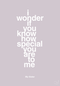 plakat: my sister - i wonder if you know how special you are to me - dusty lilac-Familie-A1two3