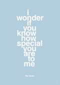 plakat: my sister - i wonder if you know how special you are to me - heavenly blue-Familie-A1two3