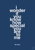plakat: my sister - i wonder if you know how special you are to me - lapis blue-Familie-A1two3
