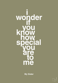 plakat: my sister - i wonder if you know how special you are to me - misty forrest-Familie-A1two3