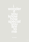 plakat: my sister - i wonder if you know how special you are to me - painters white-Familie-A1two3
