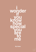 plakat: my sister - i wonder if you know how special you are to me - powder-Familie-A1two3