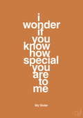 plakat: my sister - i wonder if you know how special you are to me - rumba orange-Familie-A1two3