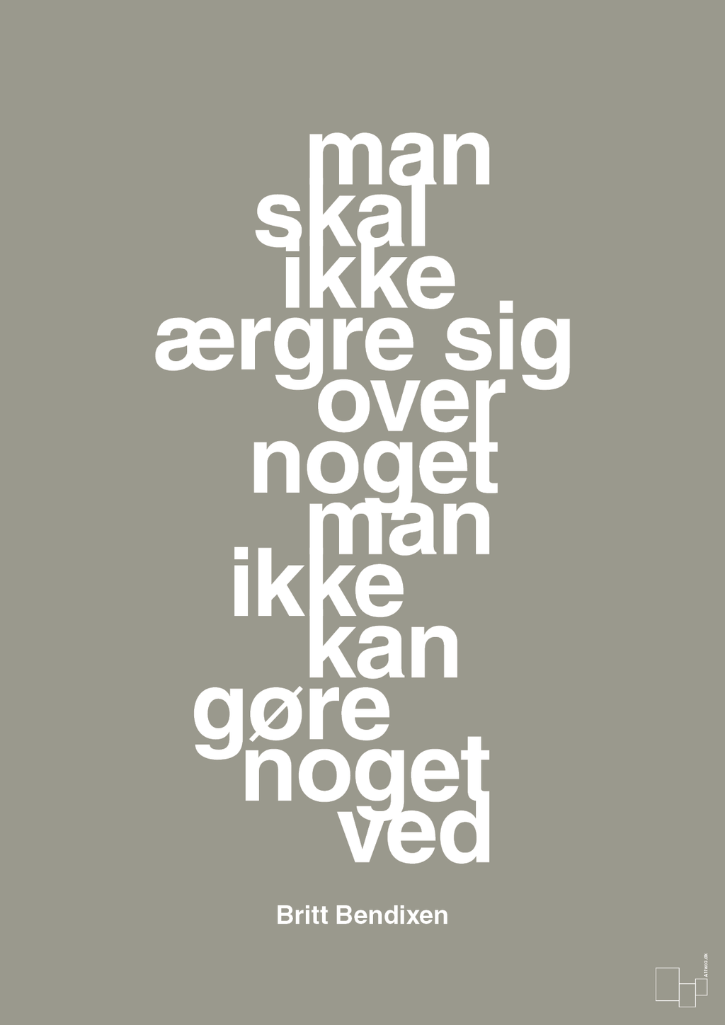 plakat: man skal ikke ærgre sig over noget man ikke kan gøre noget ved - battleship gray-Dans-A1two3