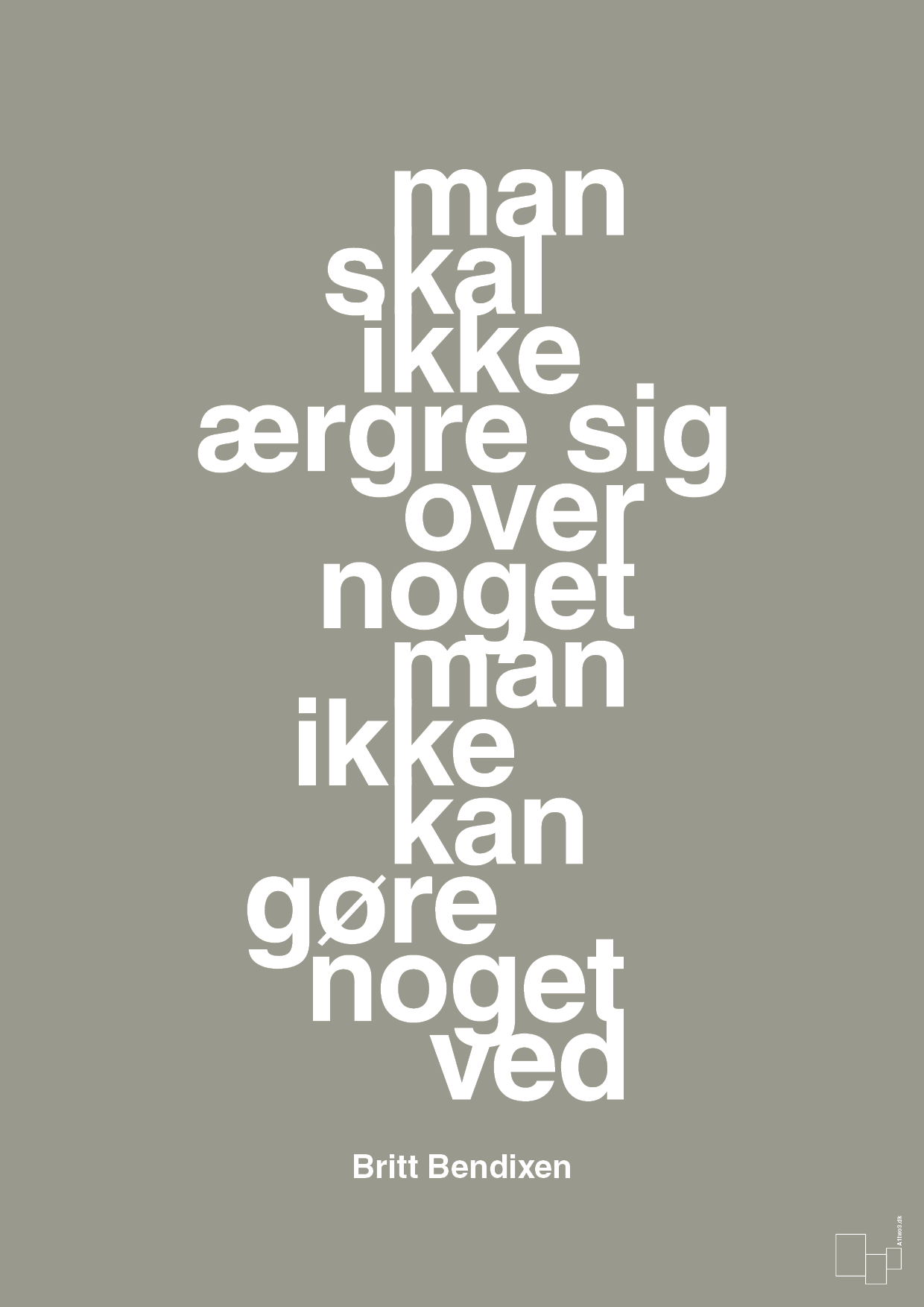 plakat: man skal ikke ærgre sig over noget man ikke kan gøre noget ved - battleship gray-Dans-A1two3