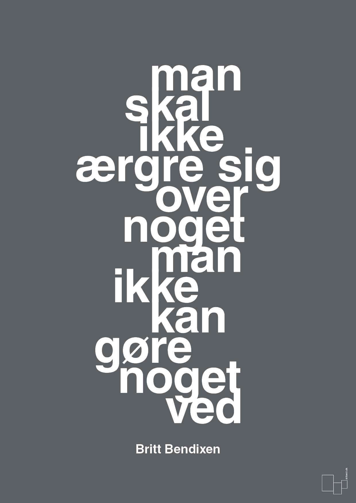 plakat: man skal ikke ærgre sig over noget man ikke kan gøre noget ved - graphic charcoal-Dans-A1two3