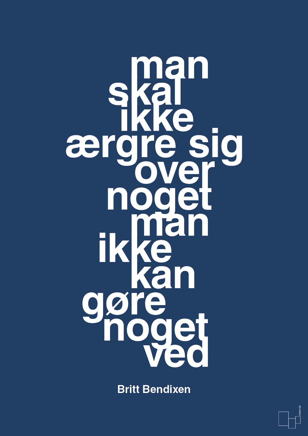 plakat: man skal ikke ærgre sig over noget man ikke kan gøre noget ved - lapis blue-Dans-A1two3