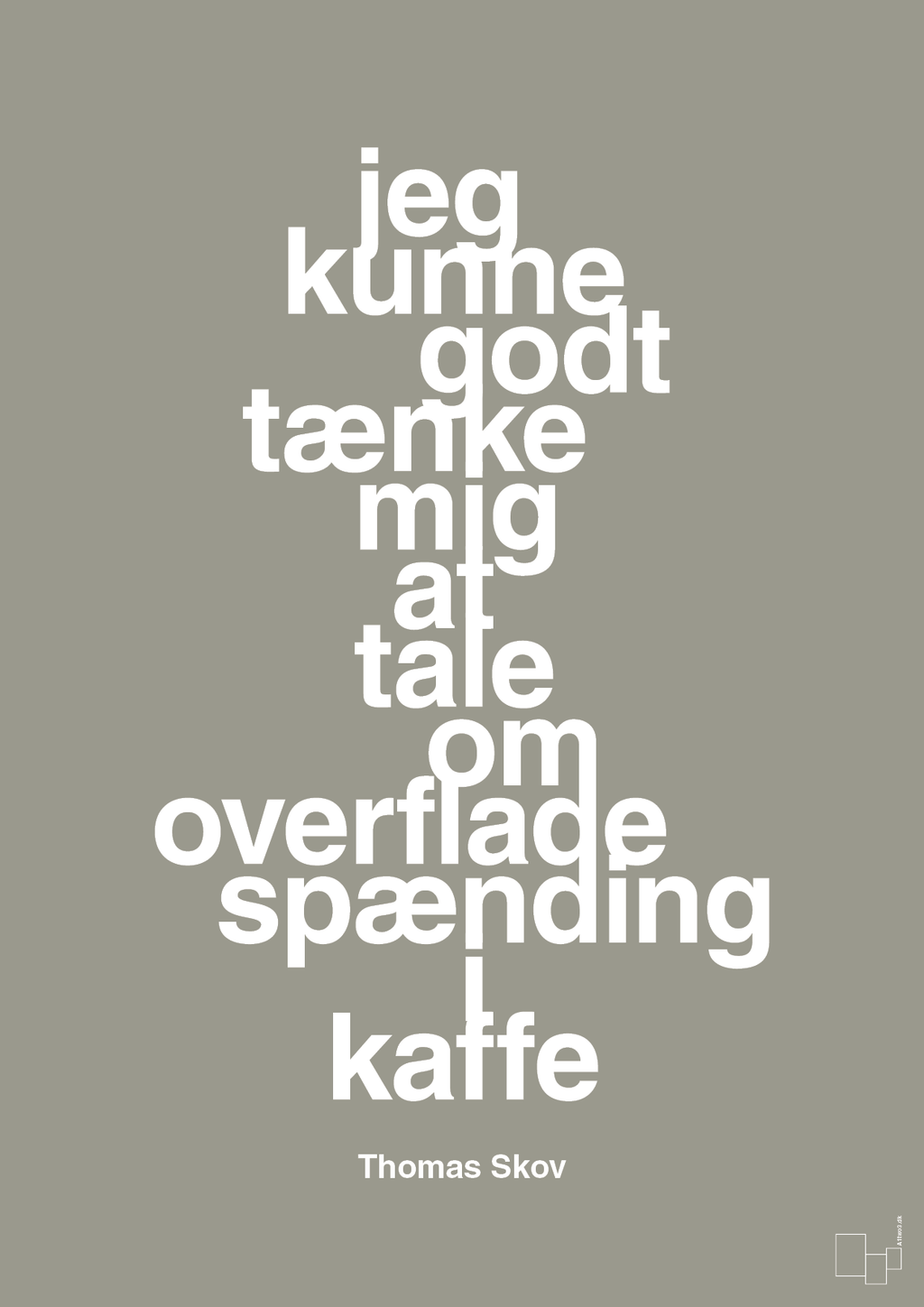 plakat: jeg kunne godt tænke mig at tale om overfladespænding i kaffe - battleship gray-Radio & TV-A1two3
