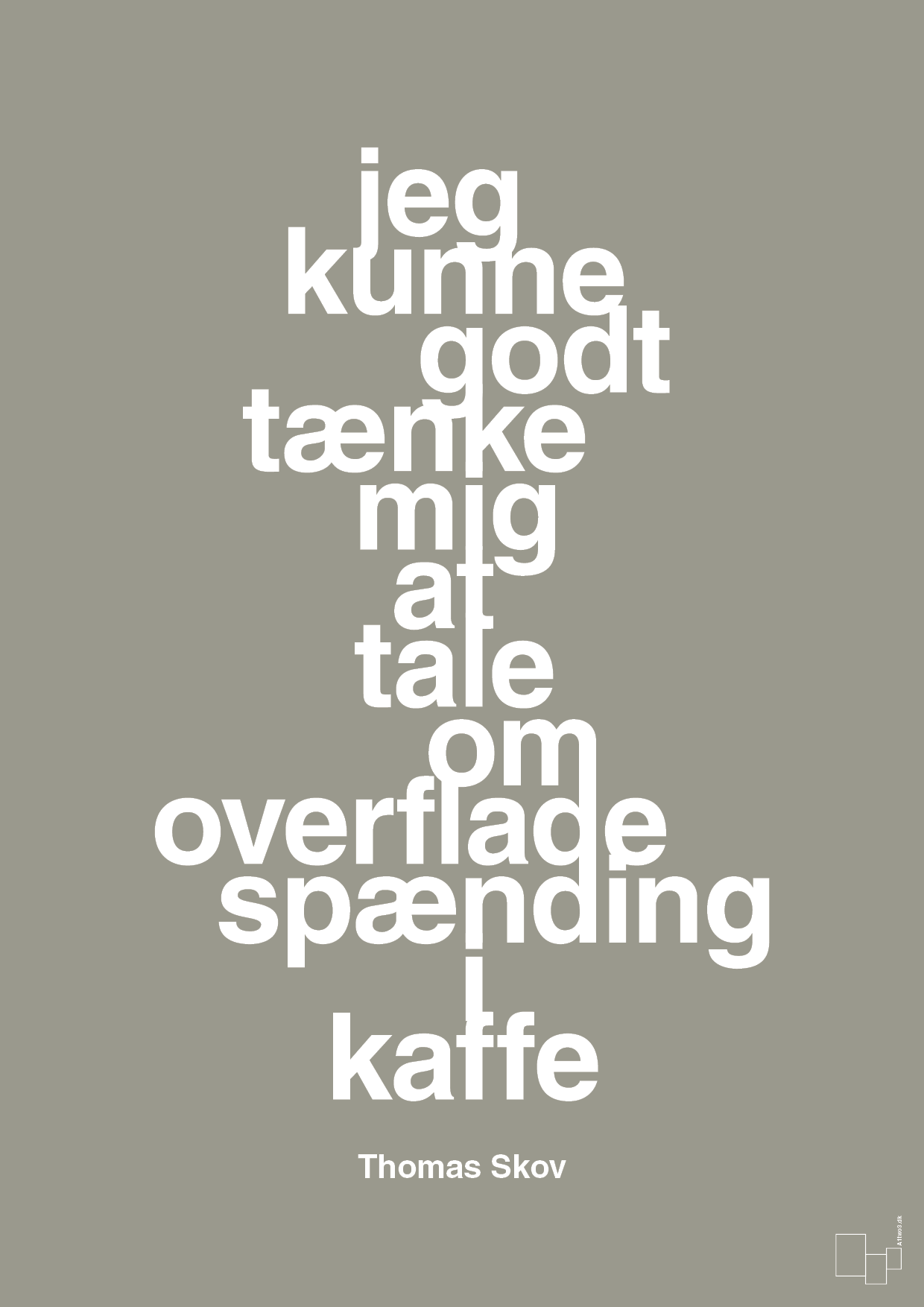 plakat: jeg kunne godt tænke mig at tale om overfladespænding i kaffe - battleship gray-Radio & TV-A1two3