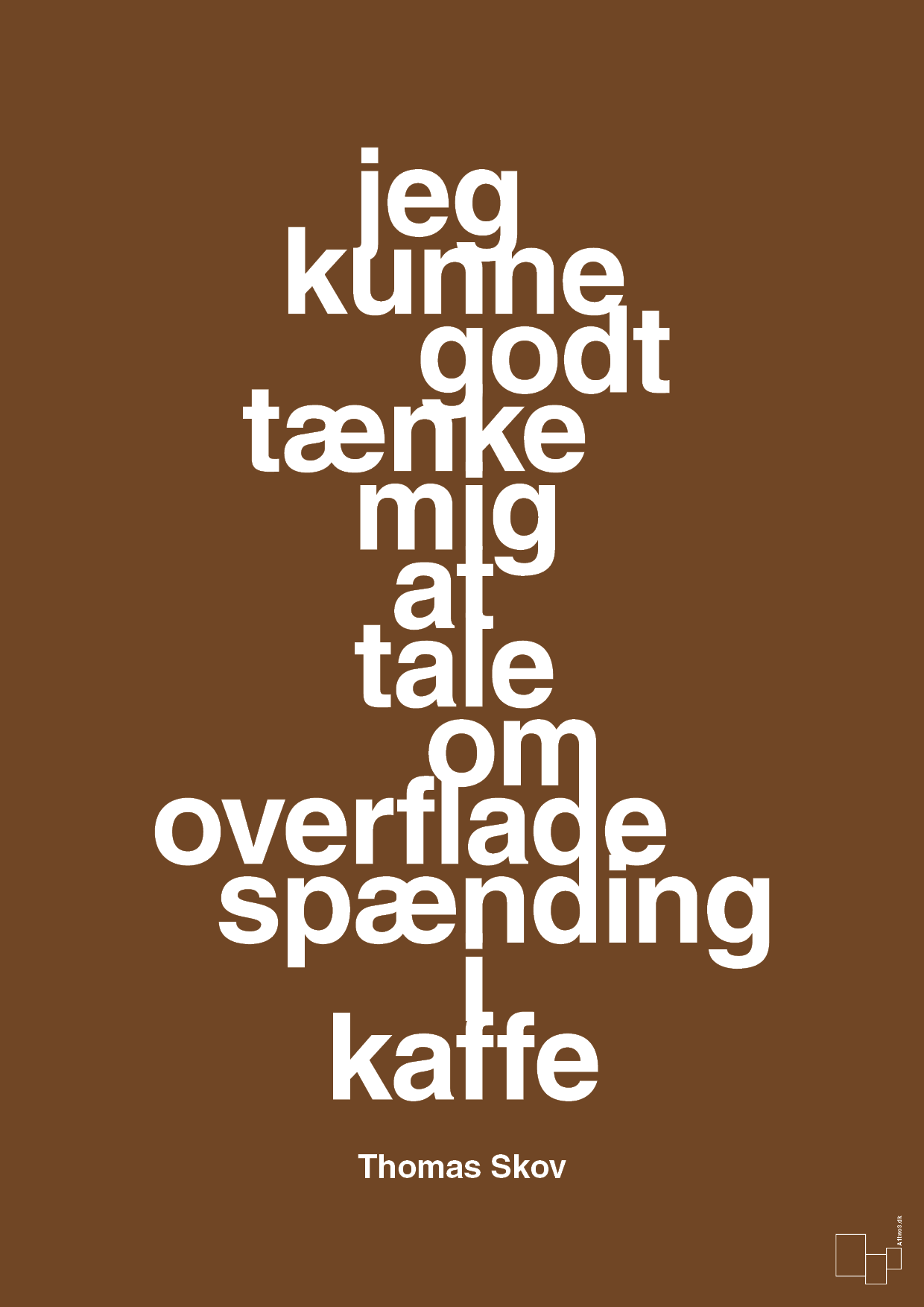 plakat: jeg kunne godt tænke mig at tale om overfladespænding i kaffe - dark brown-Radio & TV-A1two3