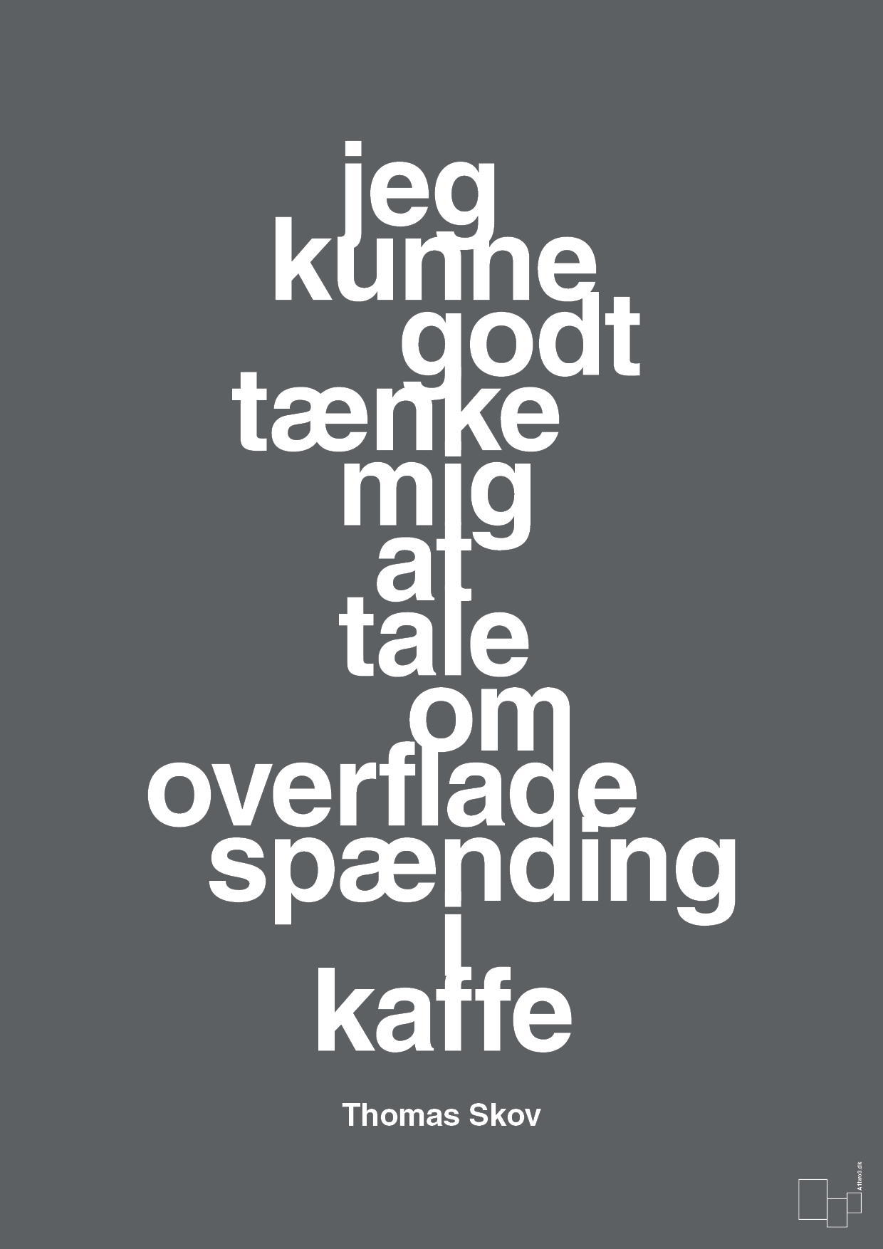 plakat: jeg kunne godt tænke mig at tale om overfladespænding i kaffe - graphic charcoal-Radio & TV-A1two3