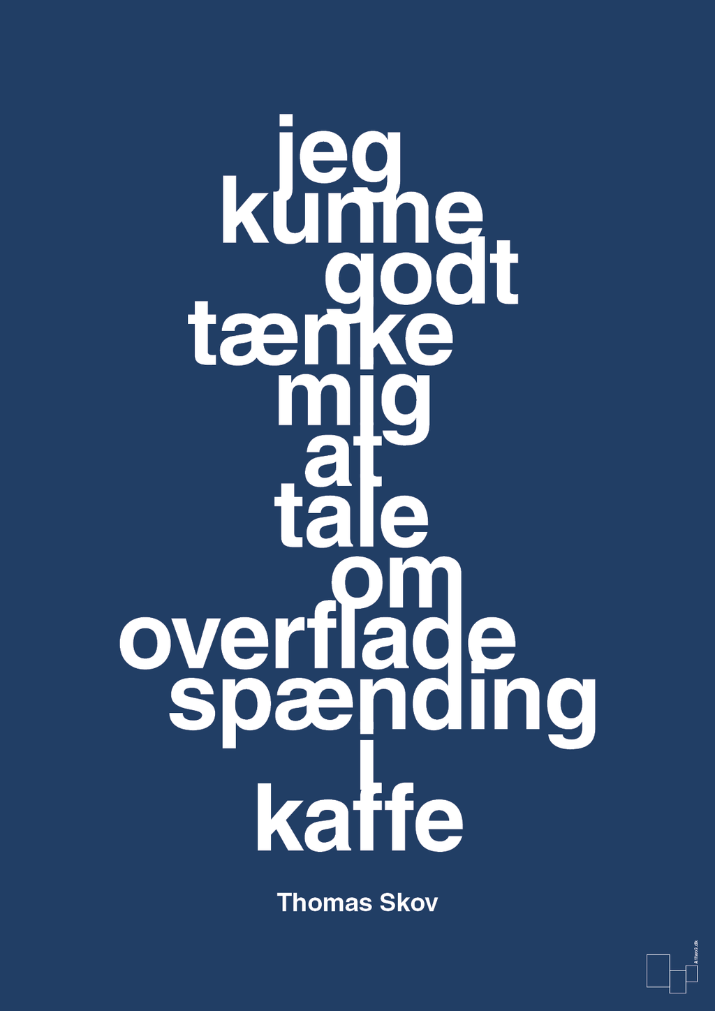 plakat: jeg kunne godt tænke mig at tale om overfladespænding i kaffe - lapis blue-Radio & TV-A1two3