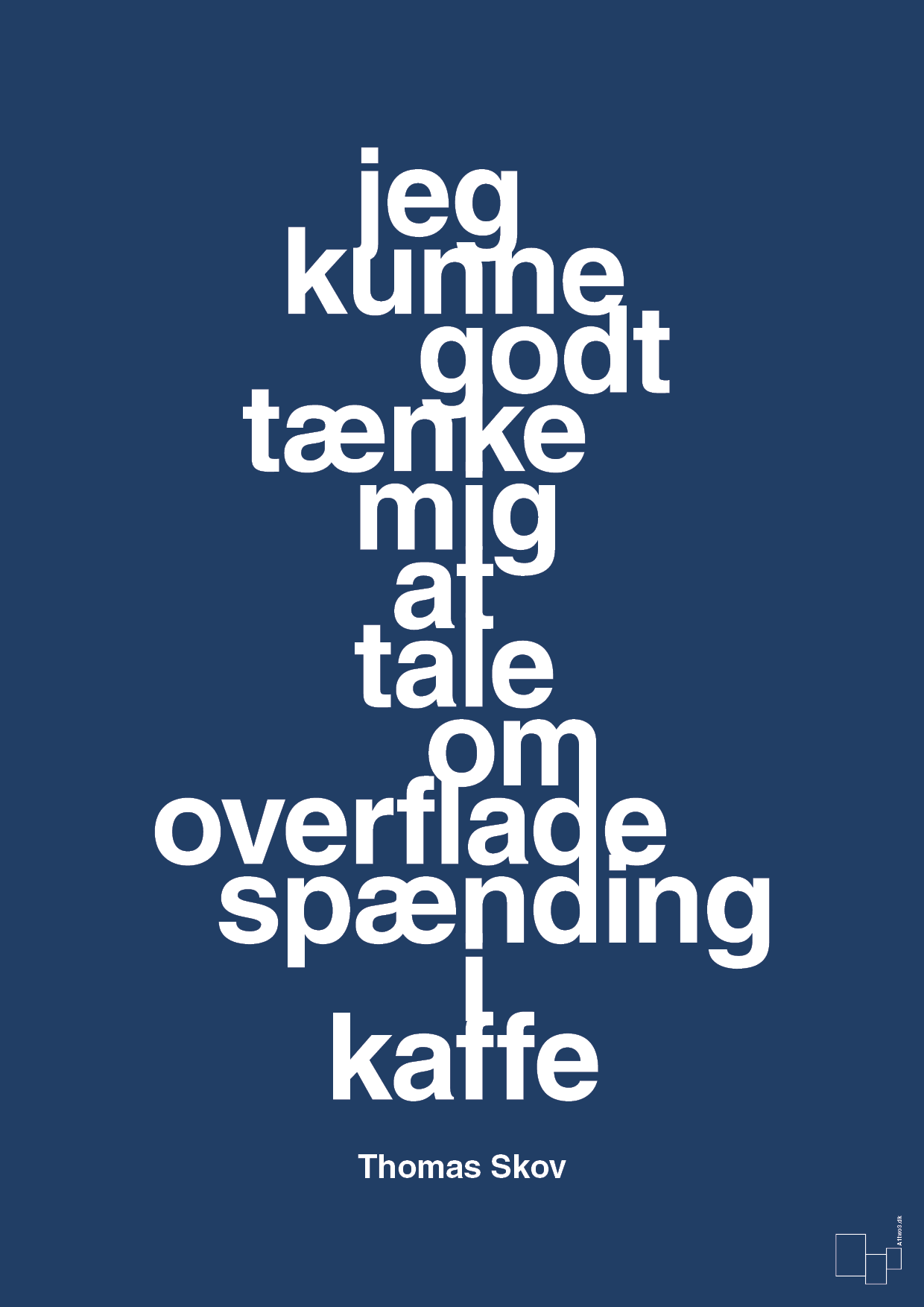 plakat: jeg kunne godt tænke mig at tale om overfladespænding i kaffe - lapis blue-Radio & TV-A1two3