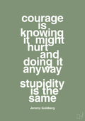 plakat: courage is knowing it might hurt and doing it anyway stupidity is the same - jade-Forfatter-A1two3