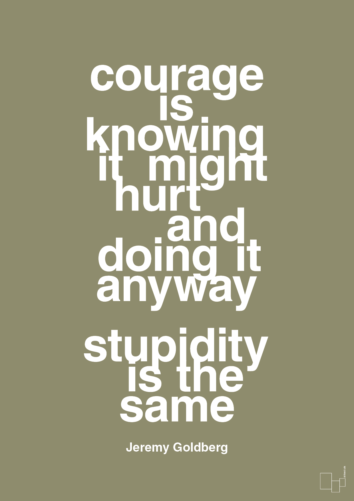plakat: courage is knowing it might hurt and doing it anyway stupidity is the same - misty forrest-Forfatter-A1two3