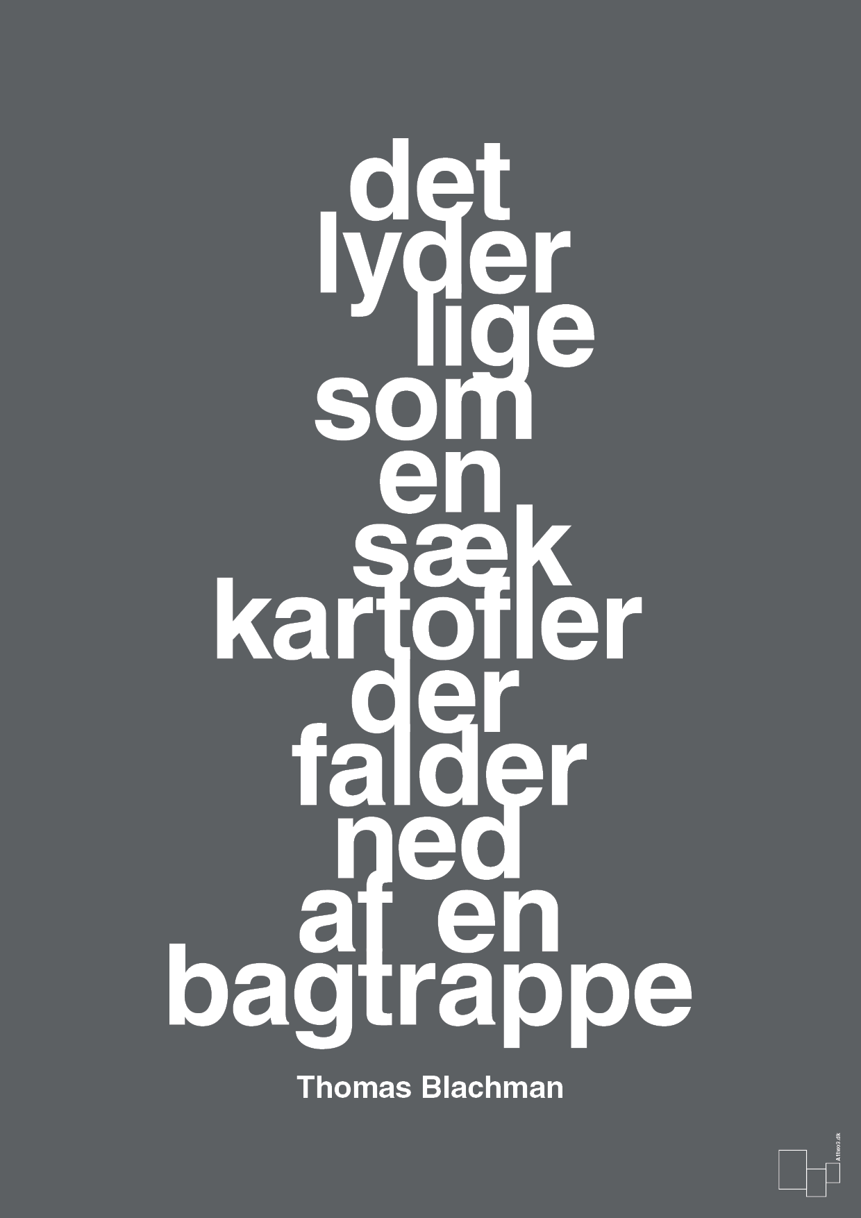 plakat: det lyder lige som en sæk kartofler der falder ned af en bagtrappe - graphic charcoal-Musiker-A1two3