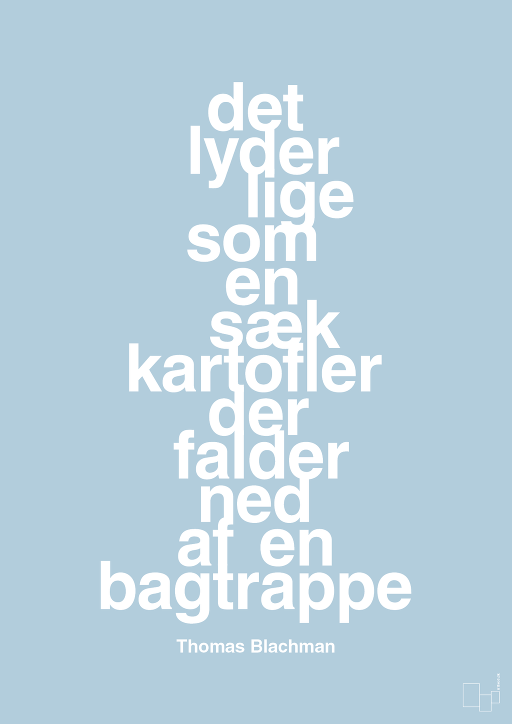 plakat: det lyder lige som en sæk kartofler der falder ned af en bagtrappe - heavenly blue-Musiker-A1two3