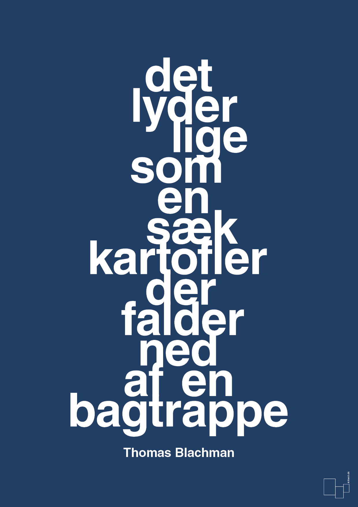 plakat: det lyder lige som en sæk kartofler der falder ned af en bagtrappe - lapis blue-Musiker-A1two3