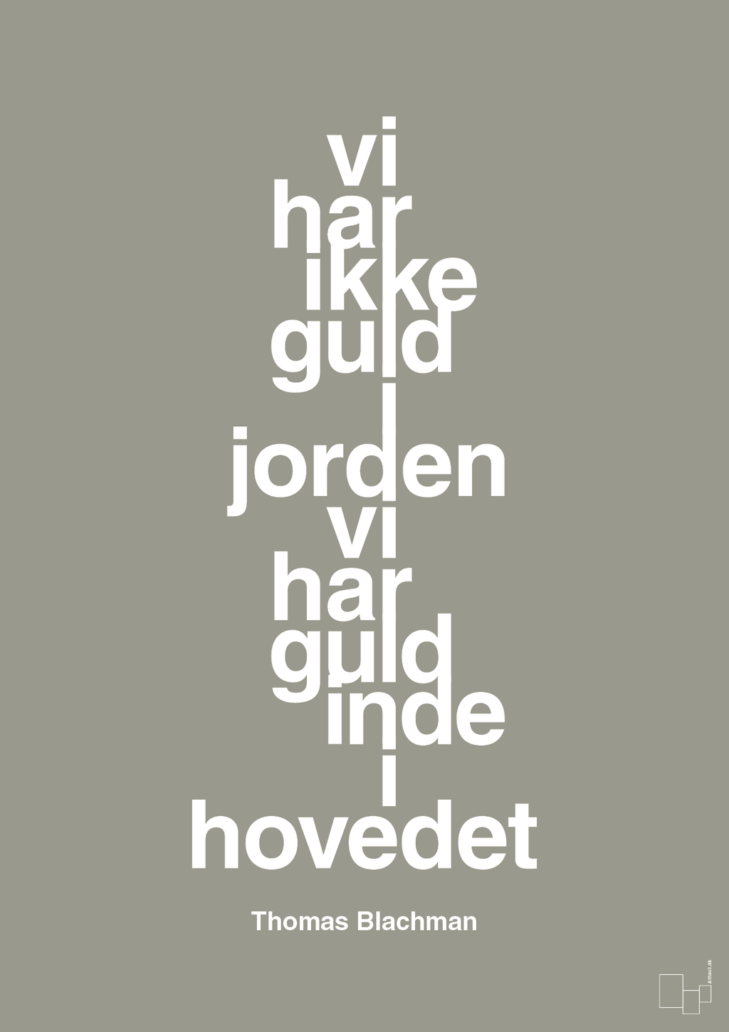 plakat: vi har ikke guld i jorden vi har guld inde i hovedet - battleship gray-Musiker-A1two3