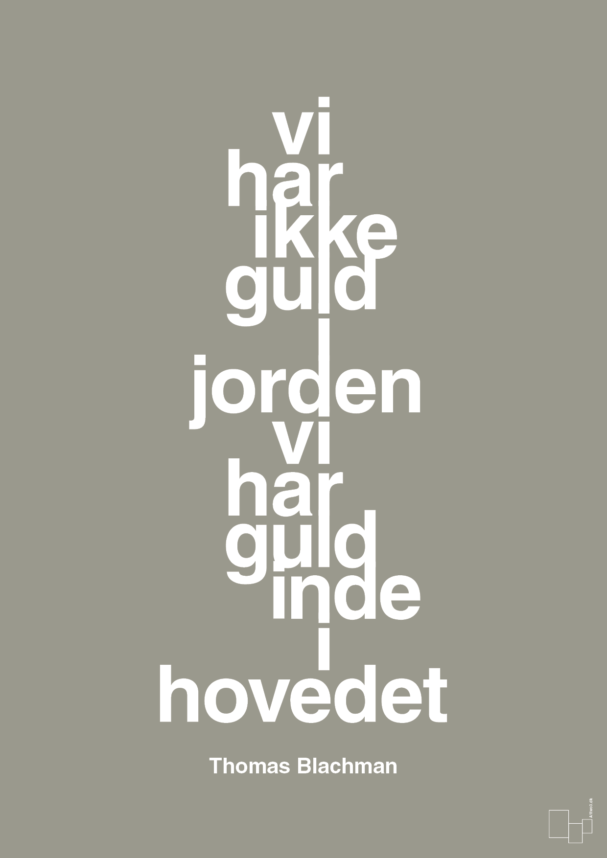 plakat: vi har ikke guld i jorden vi har guld inde i hovedet - battleship gray-Musiker-A1two3