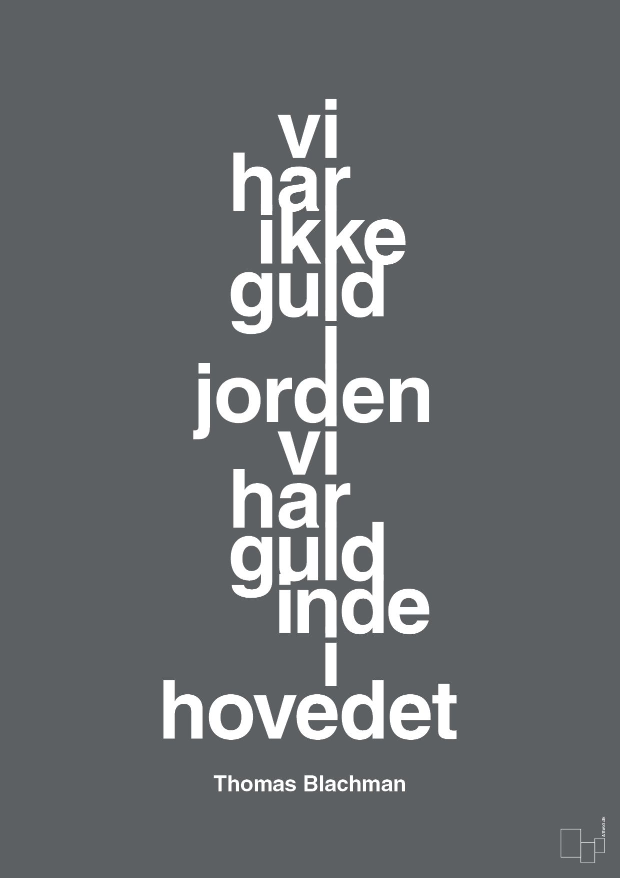 plakat: vi har ikke guld i jorden vi har guld inde i hovedet - graphic charcoal-Musiker-A1two3
