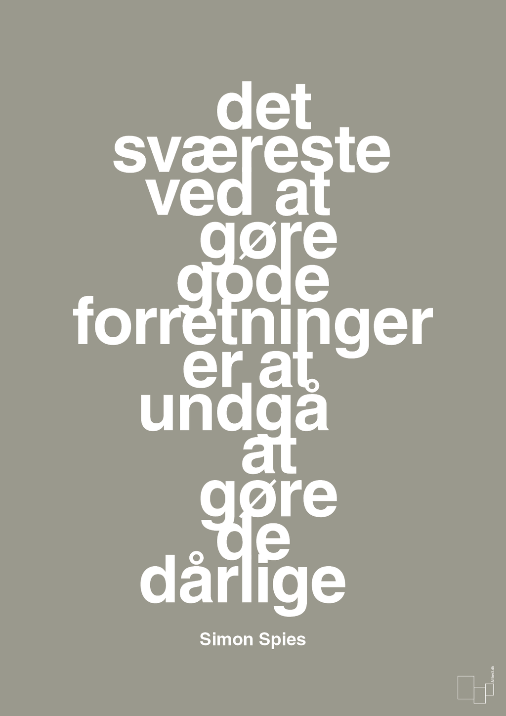 plakat: det sværeste ved at gøre gode forretninger er at undgå at gøre de dårlige - battleship gray-Erhverv-A1two3