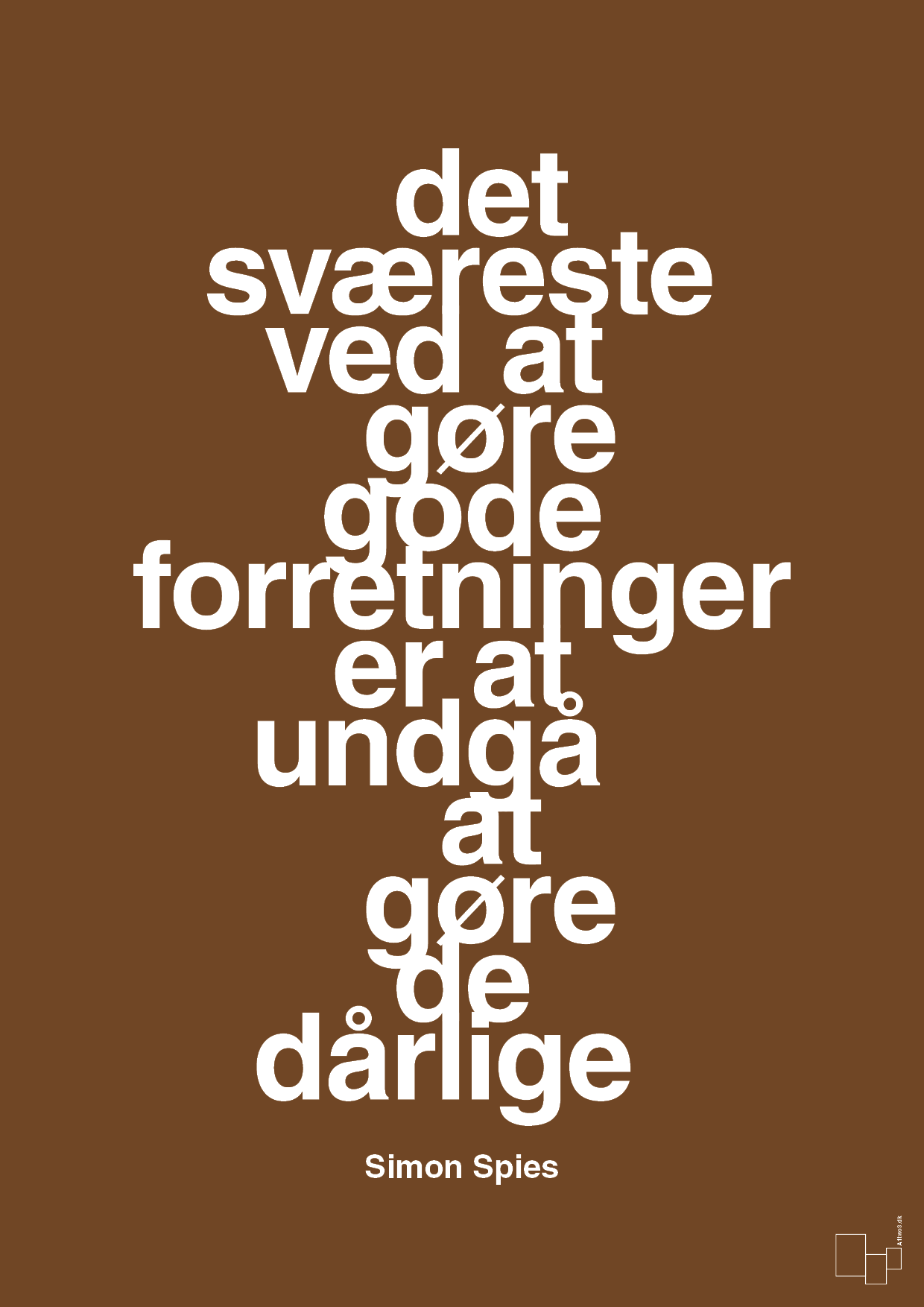 plakat: det sværeste ved at gøre gode forretninger er at undgå at gøre de dårlige - dark brown-Erhverv-A1two3
