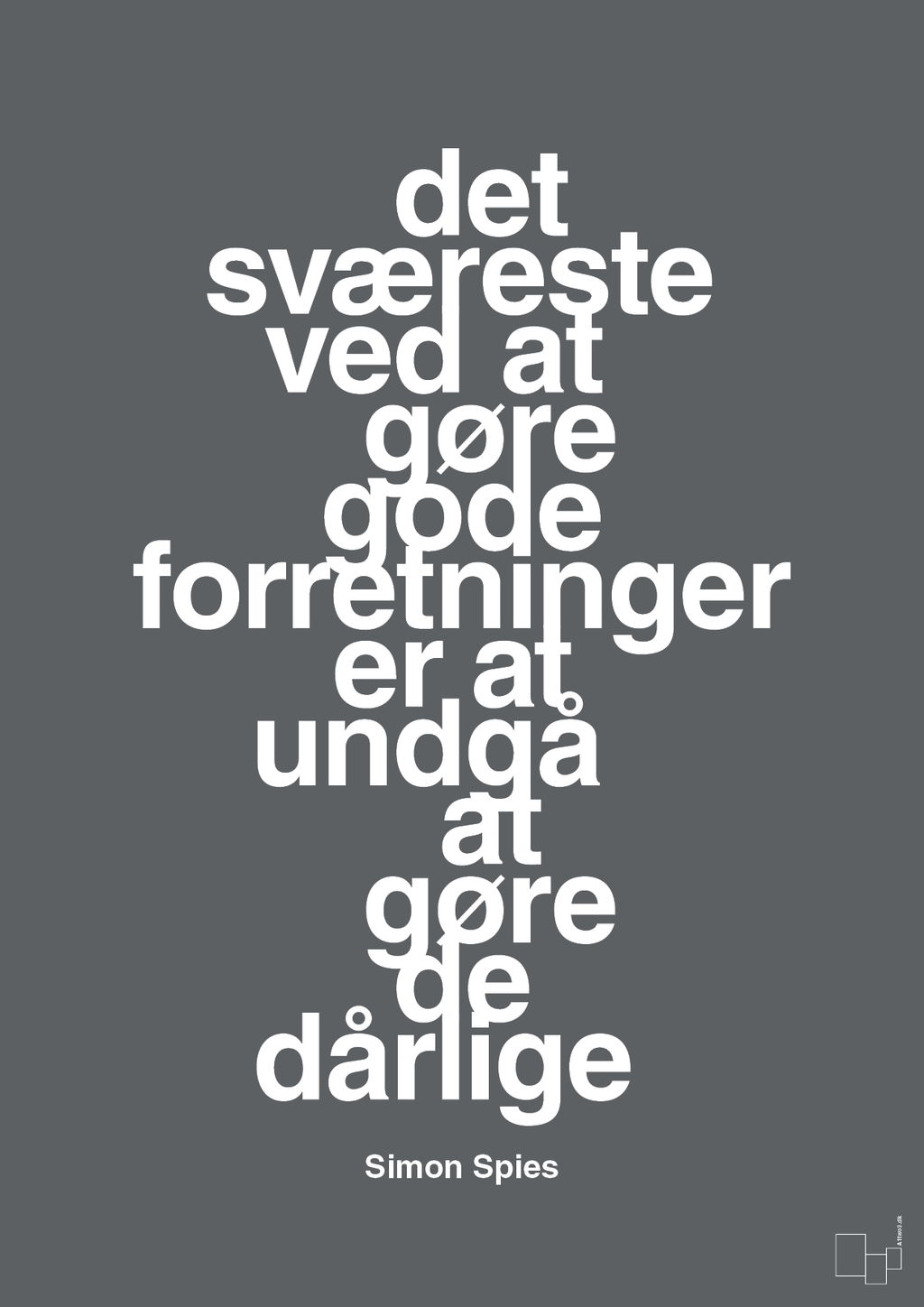 plakat: det sværeste ved at gøre gode forretninger er at undgå at gøre de dårlige - graphic charcoal-Erhverv-A1two3