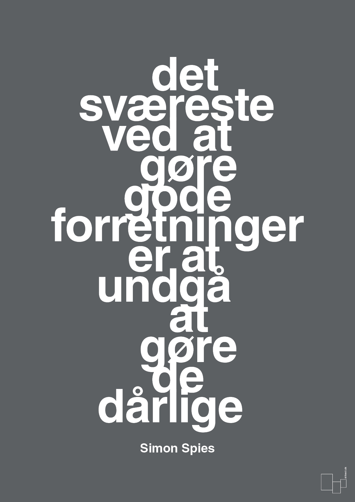 plakat: det sværeste ved at gøre gode forretninger er at undgå at gøre de dårlige - graphic charcoal-Erhverv-A1two3