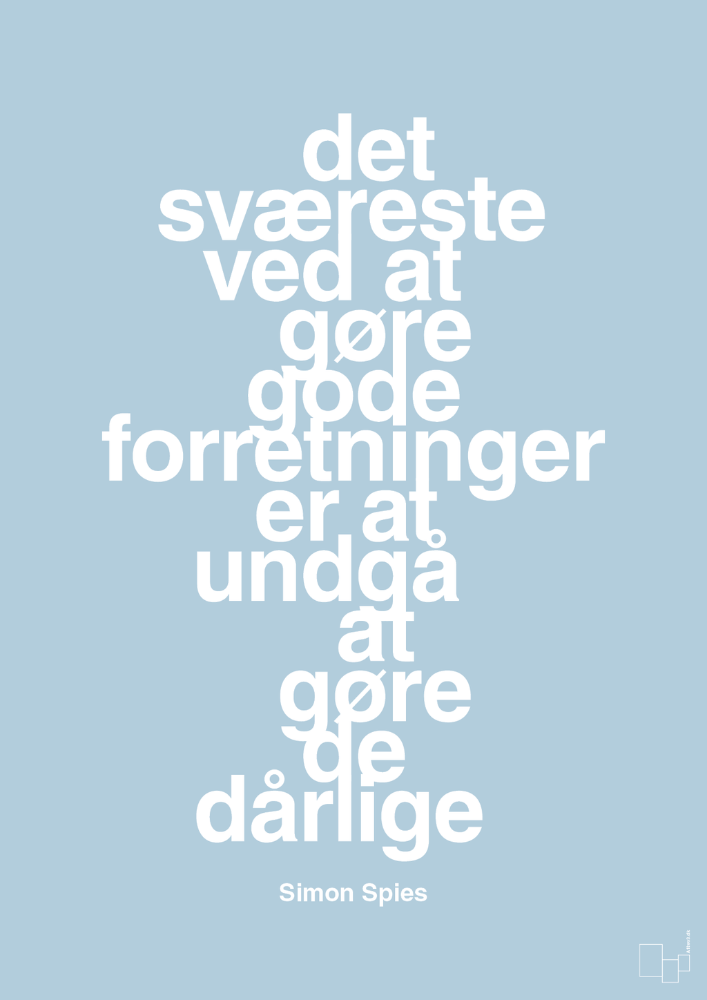 plakat: det sværeste ved at gøre gode forretninger er at undgå at gøre de dårlige - heavenly blue-Erhverv-A1two3
