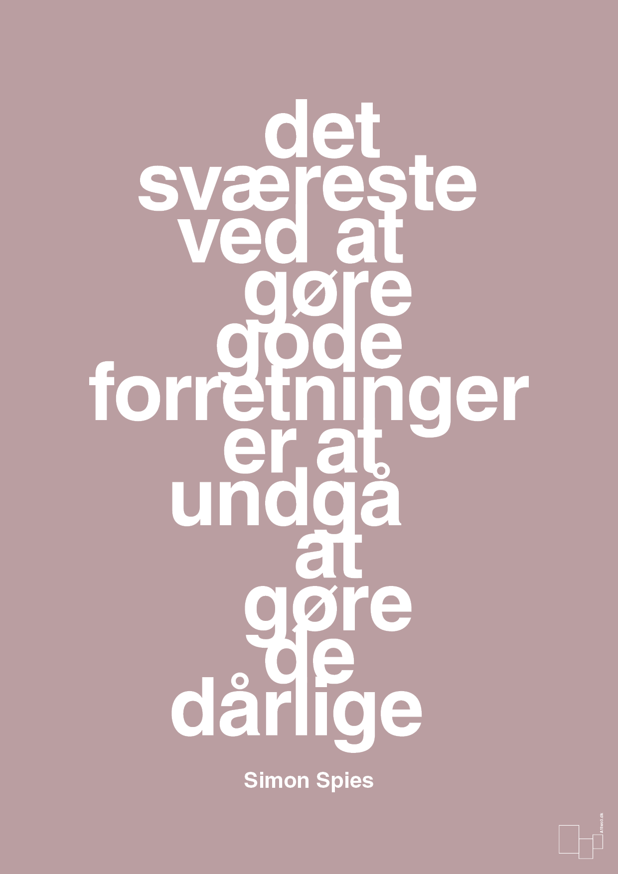 plakat: det sværeste ved at gøre gode forretninger er at undgå at gøre de dårlige - light rose-Erhverv-A1two3