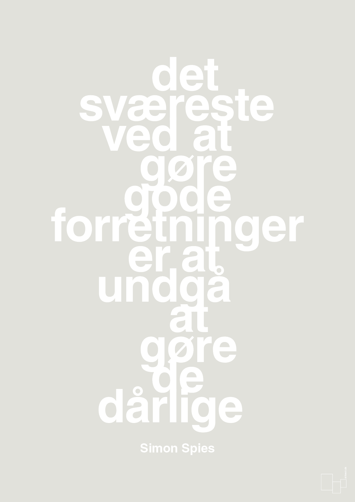 plakat: det sværeste ved at gøre gode forretninger er at undgå at gøre de dårlige - painters white-Erhverv-A1two3