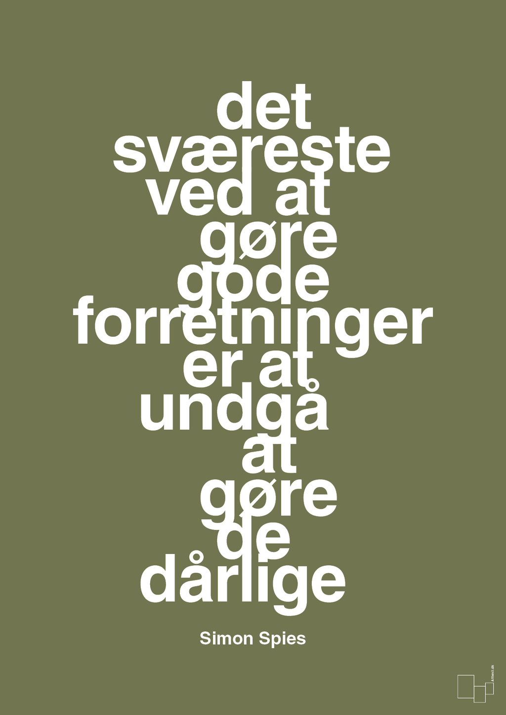 plakat: det sværeste ved at gøre gode forretninger er at undgå at gøre de dårlige - secret meadow-Erhverv-A1two3