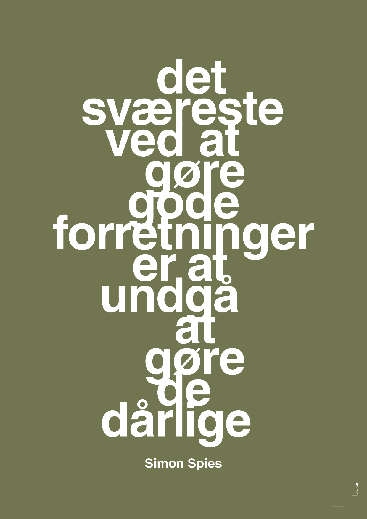 plakat: det sværeste ved at gøre gode forretninger er at undgå at gøre de dårlige - secret meadow-Erhverv-A1two3