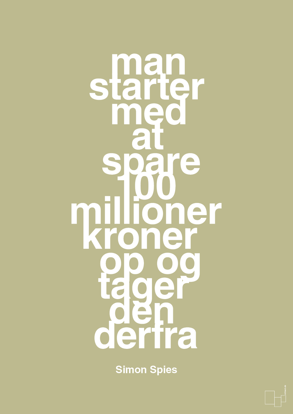 plakat: man starter med at spare 100 millioner kroner op og tager den derfra - back to nature-Erhverv-A1two3