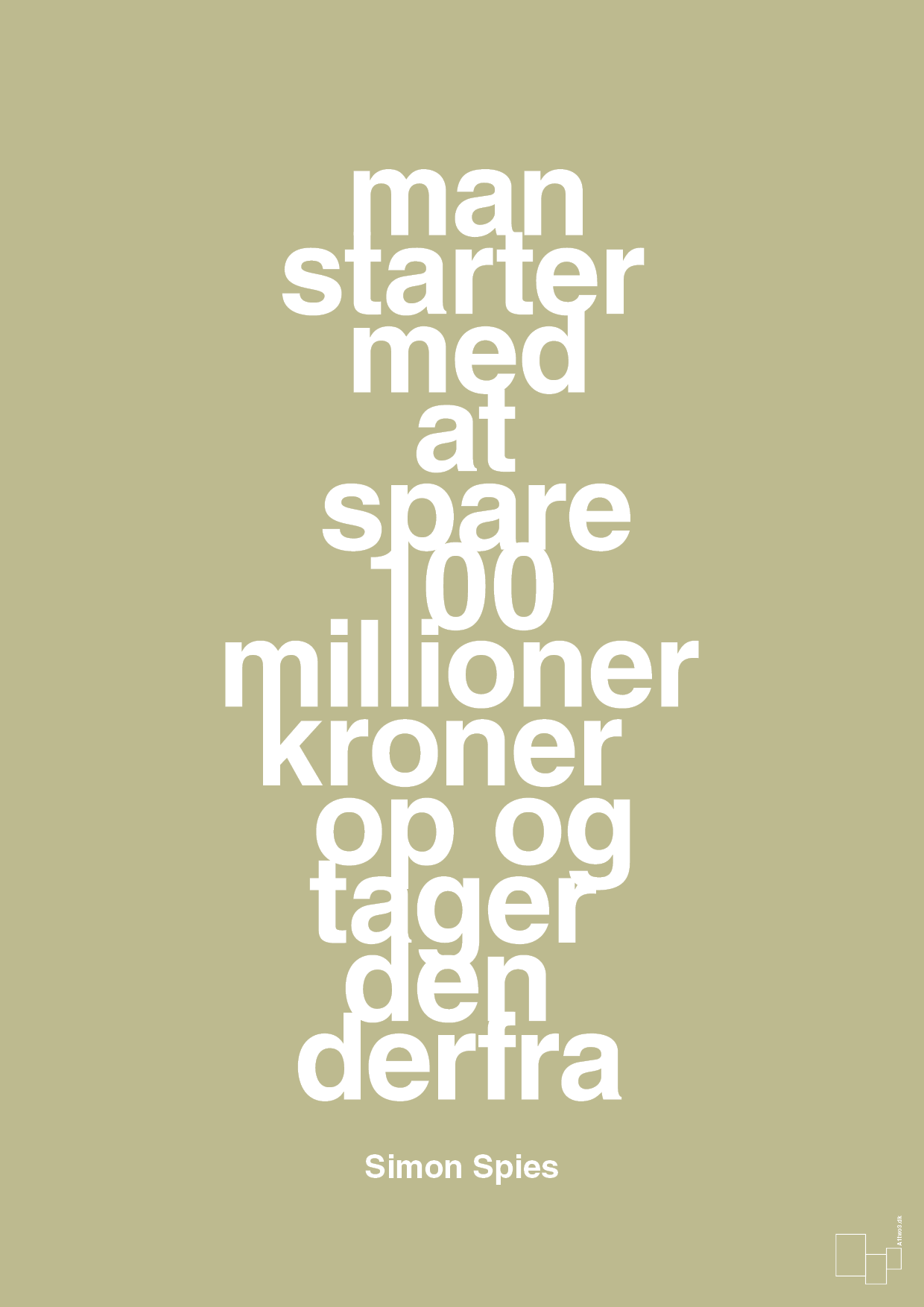 plakat: man starter med at spare 100 millioner kroner op og tager den derfra - back to nature-Erhverv-A1two3