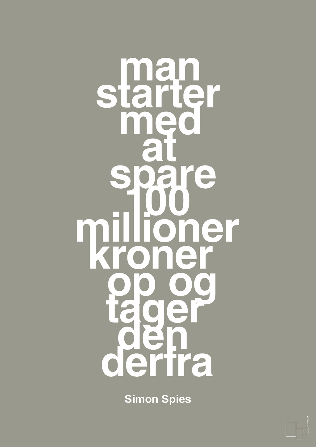 plakat: man starter med at spare 100 millioner kroner op og tager den derfra - battleship gray-Erhverv-A1two3